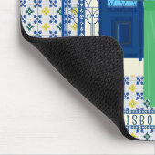 ポルトガルのタイルと鳥と窓バルコニー マウスパッド (コーナー)