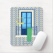 ポルトガルのタイルと鳥と窓バルコニー マウスパッド (マウス)