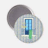 ポルトガルのタイルと鳥と窓バルコニー マグネット (正面/裏面)