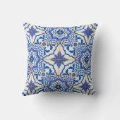 ポルトガルのタイルのテラスの枕青 クッション (裏面)