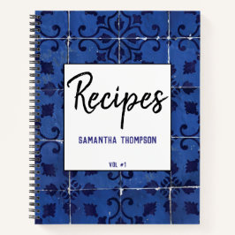 ポルトガルのタイルアズレジョブルーフローラリーフレシピ ノートブック