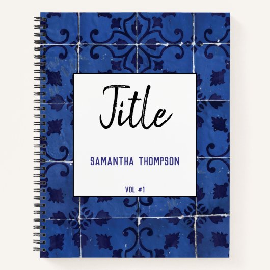 ポルトガルのタイルアズレジョブルーフローラリーフ ノートブック (正面)