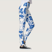 ポルトガルのタイルアズレジョ模様ヨガパンツブルー レギンス (右)