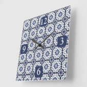 ポルトガルのタイルアズレホスヴィンテージ青と白 スクエア壁時計 (傾斜)