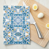 ポルトガルのタイルパターン キッチンタオル (四つ折り)