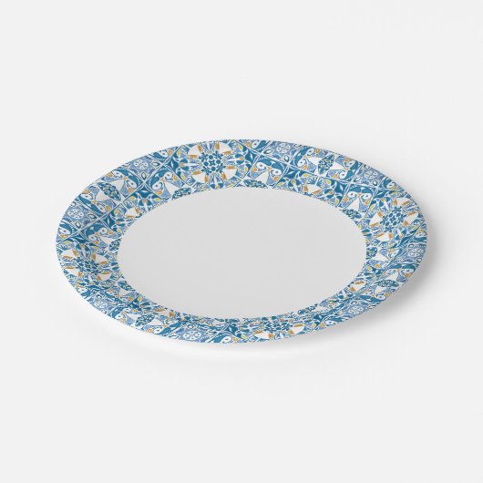 ポルトガルのタイルパターン ペーパープレート (アングル)