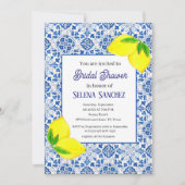 ポルトガルのタイルレモン水カラーブライダルシャワー 招待状 (正面)