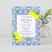 ポルトガルのタイルレモン水カラーブライダルシャワー 招待状 (スタンド正面)