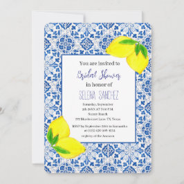 ポルトガルのタイルレモン水カラーブライダルシャワー 招待状