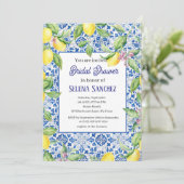 ポルトガルのタイルレモン水カラーブライダルシャワー 招待状 (スタンド正面)