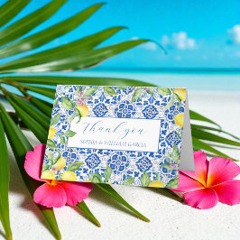 ポルトガルのタイルレモン結婚フローラの感謝 サンキューカード