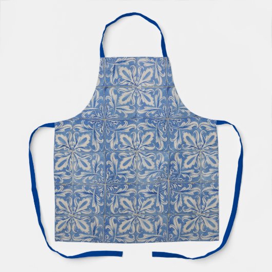 ポルトガルのタイルヴィンテージアズレジョスブルーホワイト エプロン (正面)