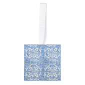 ポルトガルのタイルヴィンテージアズレジョスブルーホワイト キューブオーナメント (正面)