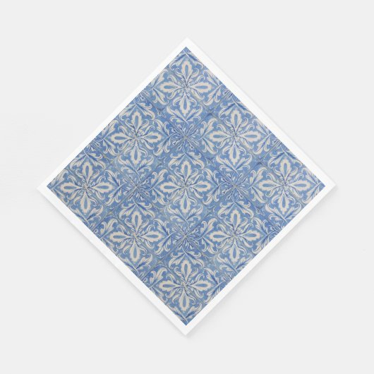 ポルトガルのタイルヴィンテージアズレジョスブルーホワイト スタンダードランチョンナプキン (角)