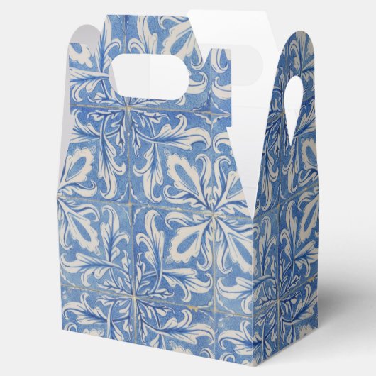 ポルトガルのタイルヴィンテージアズレジョスブルーホワイト フェイバーボックス (オープン)