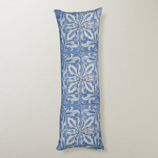 ポルトガルのタイルヴィンテージアズレジョスブルーホワイト ボディピロー (裏面 (縦))