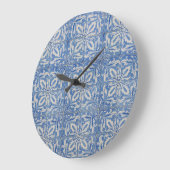ポルトガルのタイルヴィンテージアズレジョスブルーホワイト ラージ壁時計 (傾斜)
