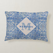 ポルトガルのタイルヴィンテージブルーホワイトモノグラム アクセントクッション (裏面)