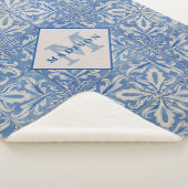 ポルトガルのタイルヴィンテージブルーホワイトモノグラム シェルパブランケット (3/4)