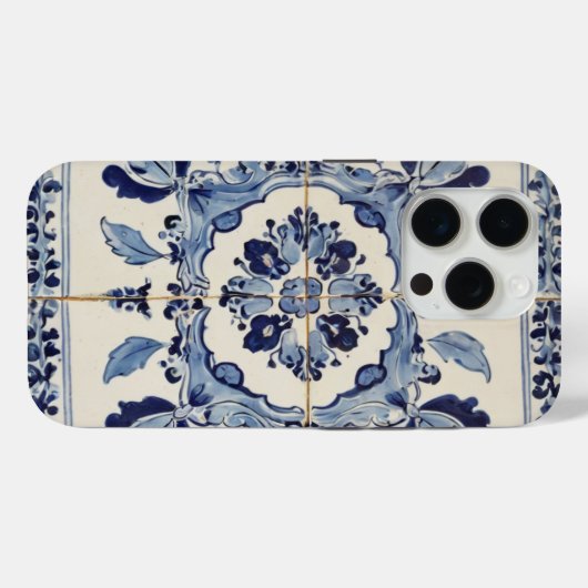 ポルトガルのタイルヴィンテージ青と白のケースメイト Case-Mate iPhoneケース (裏面 (横))