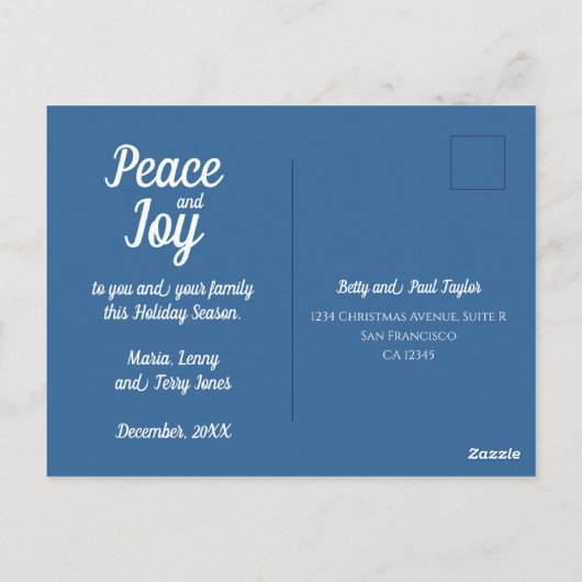 ポルトガルのタイル写真フレームのクリスマスファミリーカード ポストカード (裏面)