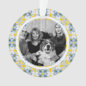 ポルトガルのタイル家族のクリスマスの写真フレーム オーナメント (正面)