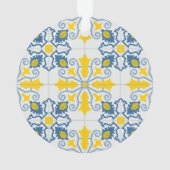 ポルトガルのタイル家族のクリスマスの写真フレーム オーナメント (裏面)