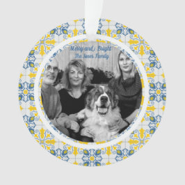 ポルトガルのタイル家族のクリスマスの写真フレーム オーナメント