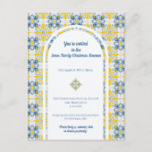 ポルトガルのタイル家族のクリスマスの写真フレーム シーズンポストカード (正面)