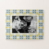 ポルトガルのタイル家族のクリスマスの写真フレーム ジグソーパズル (横)