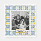 ポルトガルのタイル家族のクリスマスの写真フレーム スタンダードランチョンナプキン (正面)