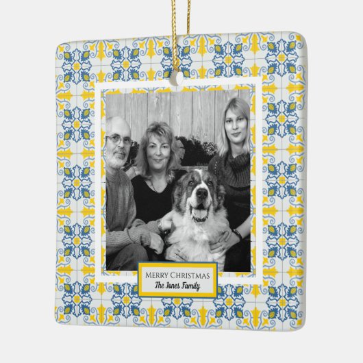ポルトガルのタイル家族のクリスマスの写真フレーム セラミックオーナメント (左)