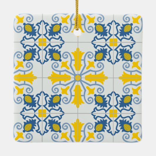 ポルトガルのタイル家族のクリスマスの写真フレーム セラミックオーナメント (裏面)