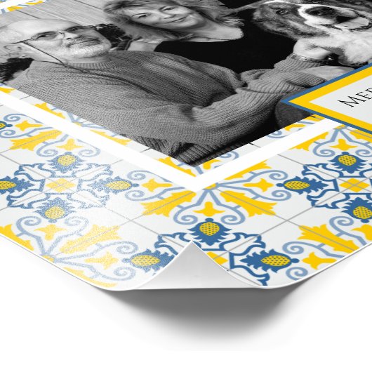 ポルトガルのタイル家族のクリスマスの写真フレーム フォトプリント            (角)