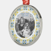 ポルトガルのタイル家族のクリスマスの写真フレーム メタルオーナメント (左)