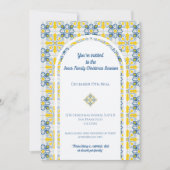 ポルトガルのタイル家族のクリスマスの写真フレーム 招待状 (正面)