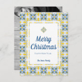 ポルトガルのタイル家族の写真クリスマスカード シーズンポストカード (正面/裏面)