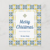 ポルトガルのタイル家族の写真クリスマスカード シーズンポストカード (正面)