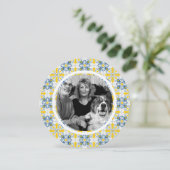 ポルトガルのタイル家族の写真フレームのクリスマスカード (スタンド正面)