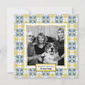 ポルトガルのタイル家族の写真フレームのクリスマスカード (正面)