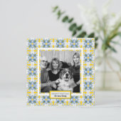 ポルトガルのタイル家族の写真フレームのクリスマスカード (スタンド正面)