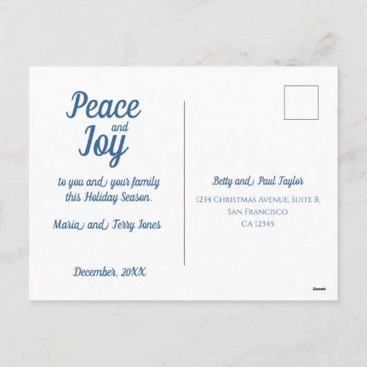 ポルトガルのタイル家族の写真フレームのクリスマスカード シーズンポストカード (裏面)