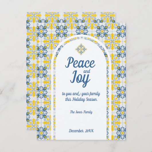 ポルトガルのタイル平和と喜びクリスマスカード シーズンポストカード (正面/裏面)