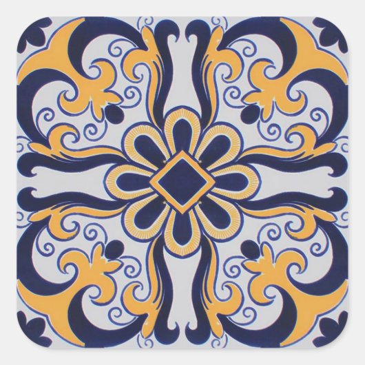 ポルトガルのタイル模様 スクエアシール (正面)