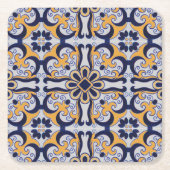 ポルトガルのタイル模様 スクエアペーパーコースター (正面)