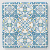 ポルトガルのタイル模様 ストーンコースター (正面)