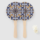 ポルトガルのタイル模様 ハンドファン (正面&裏面)