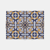 ポルトガルのタイル模様 フリースブランケット (正面(横))