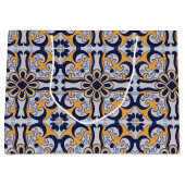 ポルトガルのタイル模様 ラージペーパーバッグ (正面)