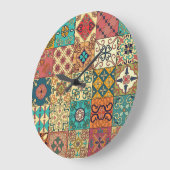 ポルトガルのタイル：アズレジョスタイルのシームレスなパターン。 ラージ壁時計 (傾斜)